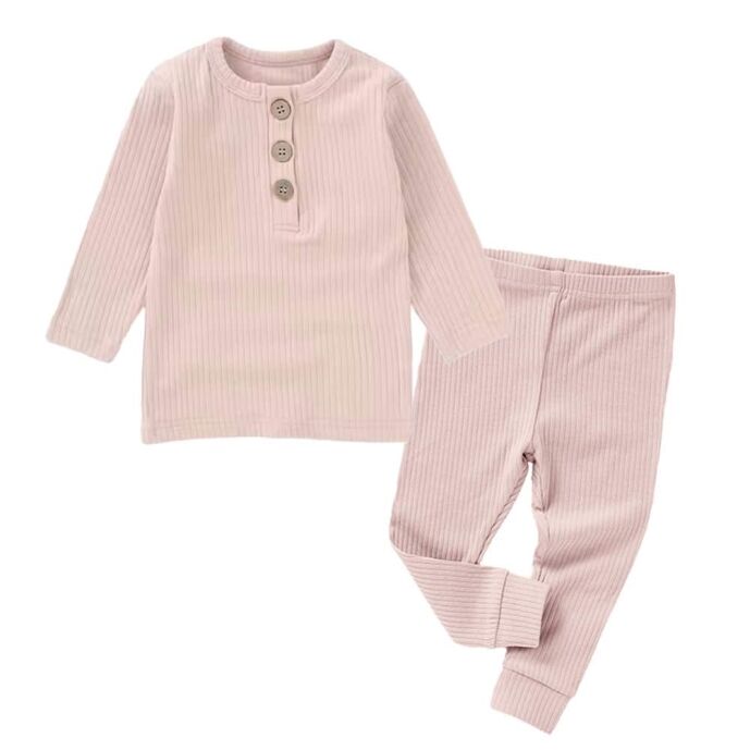 Organic Cotton Ribbed 2pc Set - Blush
