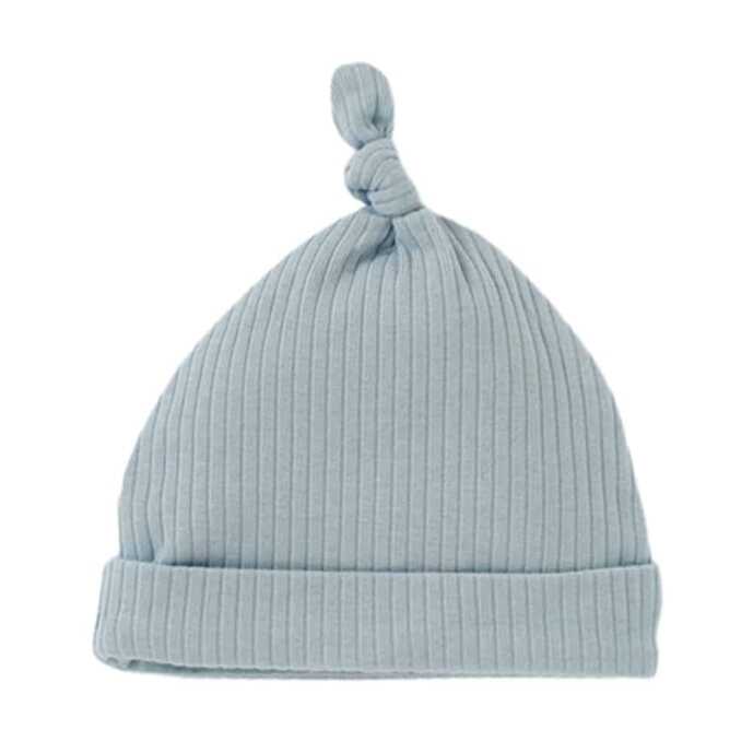 Organic Cotton Ribbed Beanie - Duck Egg