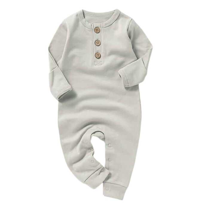 Organic Cotton Romper with Mittens - Sage