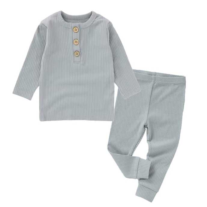 Organic Cotton Ribbed 2pc Set - Duck Egg