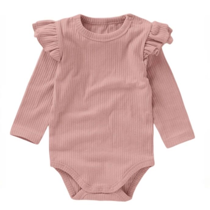 Organic Cotton Ribbed Onesie - Dusty Pink
