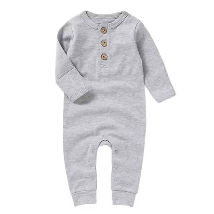 Organic Cotton Romper with Mittens - Grey